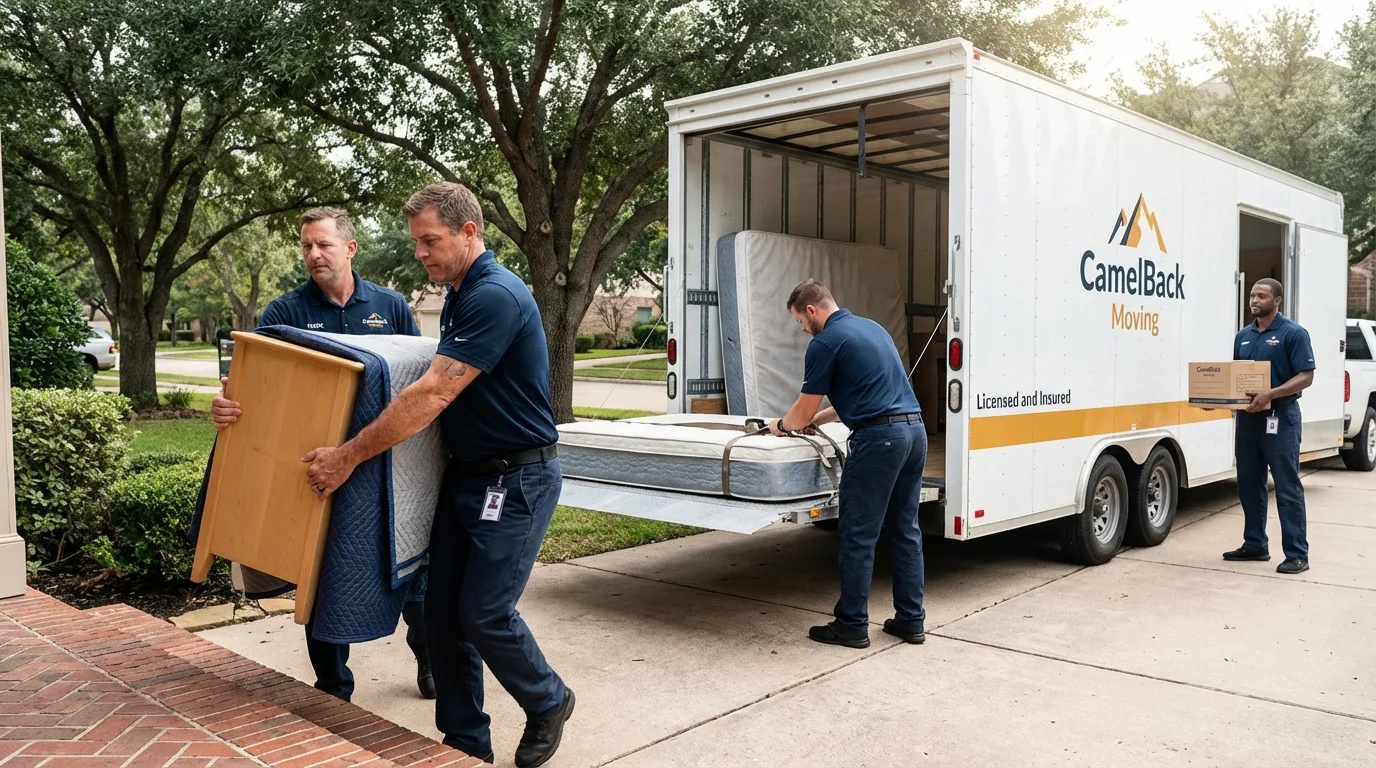 Crew loading residential truck for cross-state move from Roaring Spring, PA
