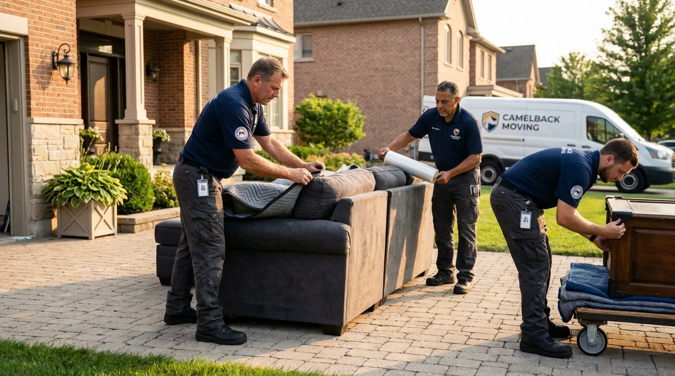 Large estate moving crew wrapping furniture in Roaring Spring, PA